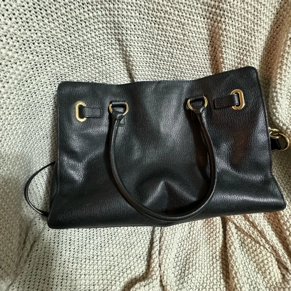 Michael Kors Black Leather Hamilton Satchel, Like‎ New